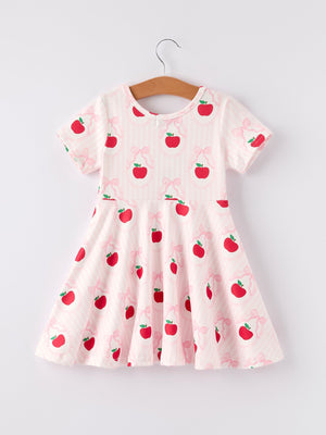 Back to School Apple Striped Sweet Girl Dress