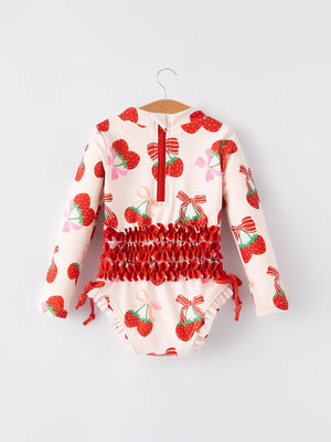 Strawberry  Cherry Girls One-piece Swimsuit