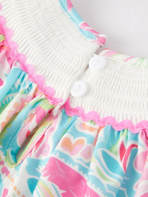 Easter Cross Smocking Embroidery Baby Girl Romper