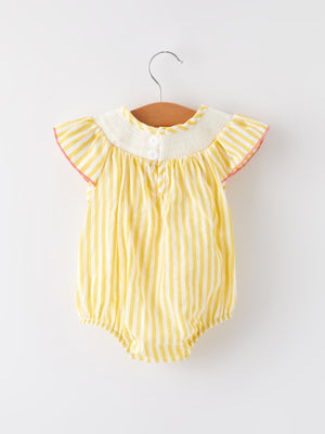 Spring/Summer Chick Floral Embroidery Smocking Girls Romper