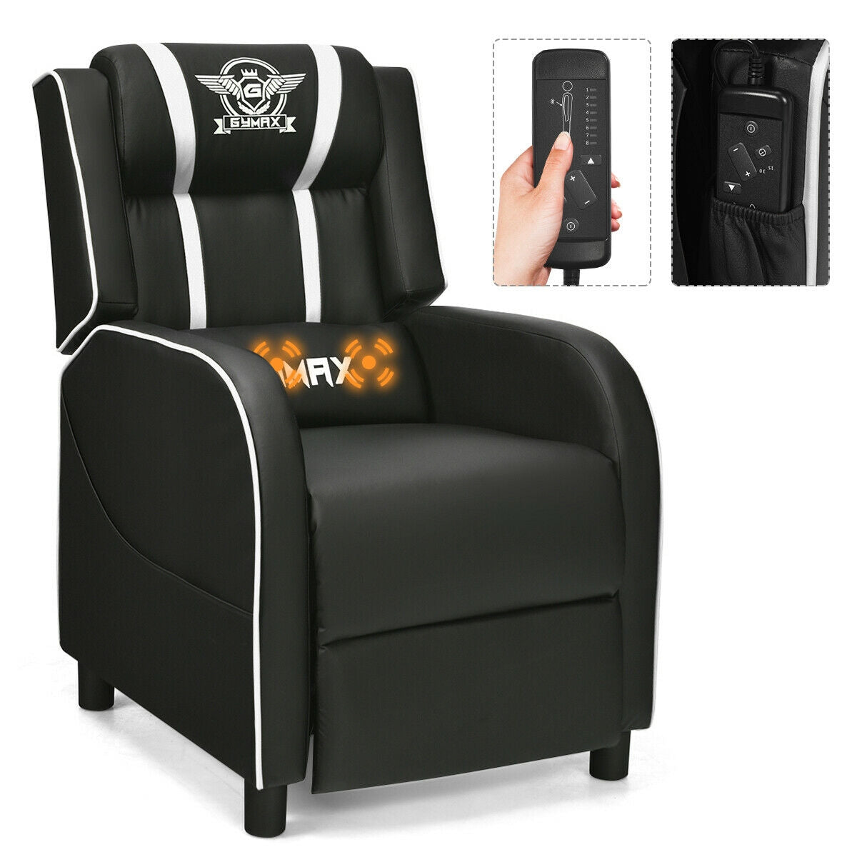 Massage Racing Gaming Single Recliner Chair-Red