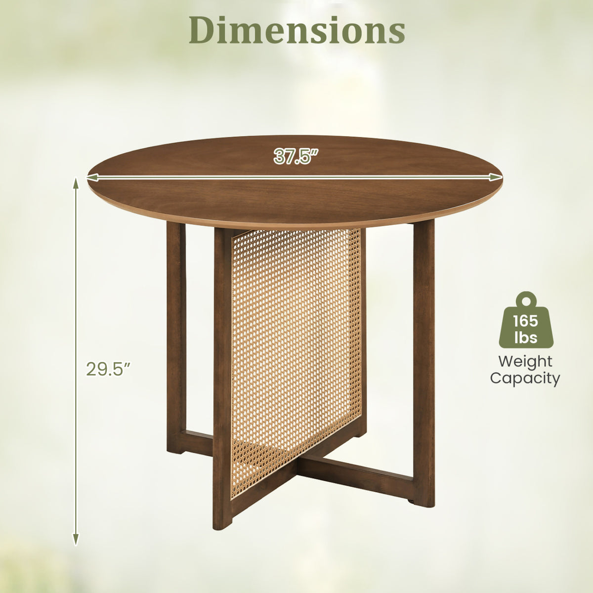 37.5 Inch Round Dining Table with Cross Pedestal Base-Walnut