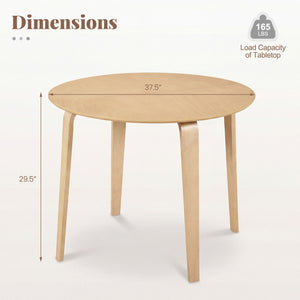 37.5" Round Dining Table with Rubber Wood Legs for Small Space-Natural