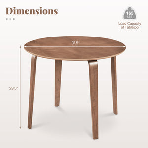 37.5" Round Dining Table with Rubber Wood Legs for Small Space-Walnut