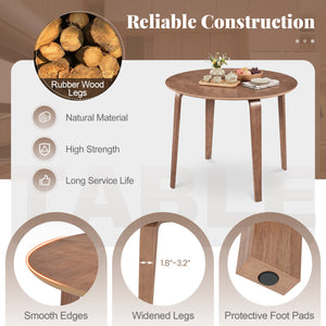 37.5" Round Dining Table with Rubber Wood Legs for Small Space-Walnut