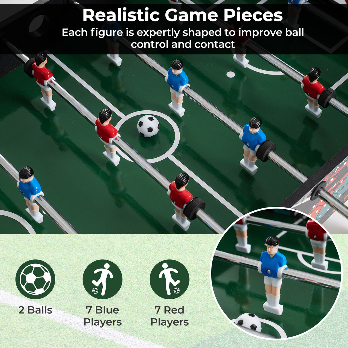 37 Inch Mini Foosball Table 2-in-1 Game Table with Detachable Legs for Tabletop-Black