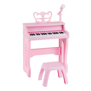 37 Keys Music Piano with Microphone Kids Piano Keyboard with Detachable Music Stand-Pink
