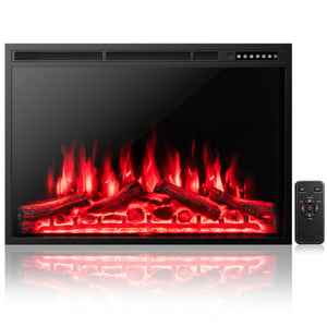 34 Inch Electric Fireplace Recessed with Adjustable Flames