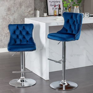 Swivel Velvet Barstools Adjusatble Seat Height From 25-33", Modern Upholstered Chrome Base Bar Stools With Backs Comfortable Tufted For Home Pub And Kitchen Island (Set of 2) by Couch.com