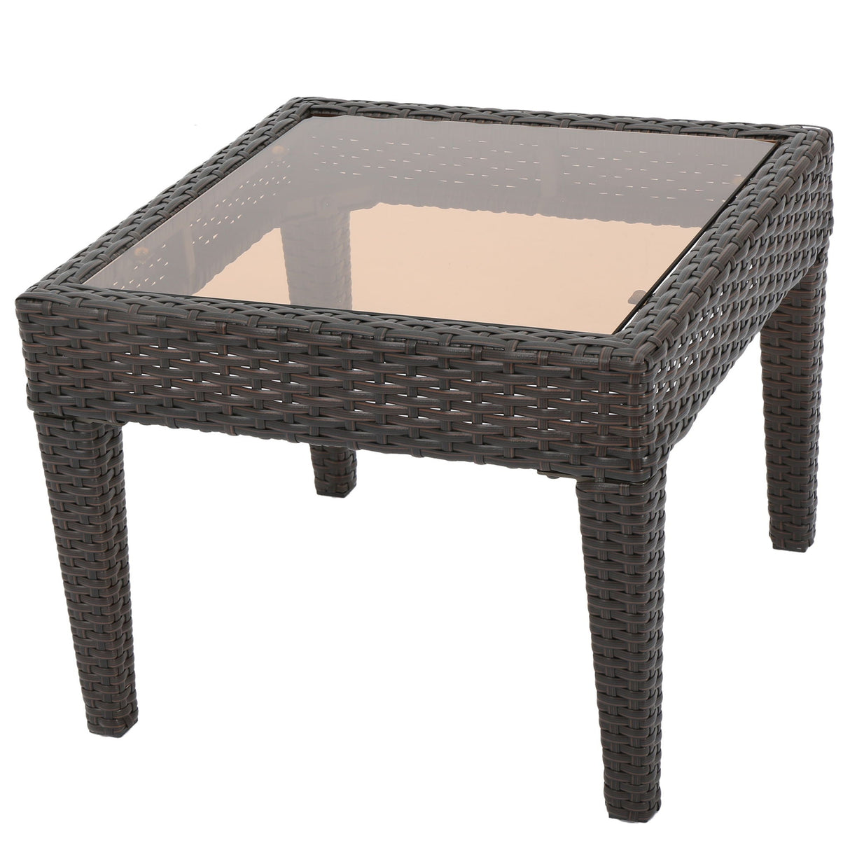 Nebulosity - Outdoor Accent Table With Square Glass Top - Brown Multi by Couch.com
