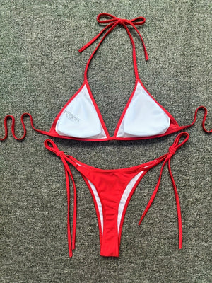 Bikini Leopard Print 2 Piece Swimsuit for Women – High Cut Lace-Up Backless Flattering Bikini Set with Halter Spaghetti Strap – Stretchy Sexy and Stylish Swimwear for Pool Beach and Summer Vacation