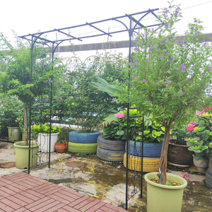 Metal Garden Arch Climbing Plants Support Rose Arch Outdoor - Black by Couch.com