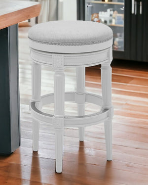 26" Gray Solid Wood Backless Bar Height Swivel Bar Chair