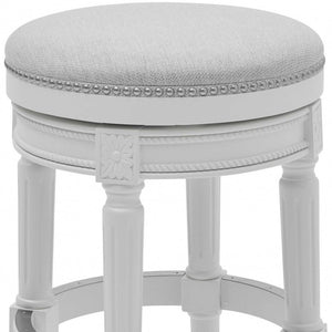 26" Gray Solid Wood Backless Bar Height Swivel Bar Chair