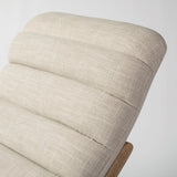 54" Cream and Brown Fabric Tufted Lounge Chair