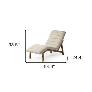 54" Cream and Brown Fabric Tufted Lounge Chair