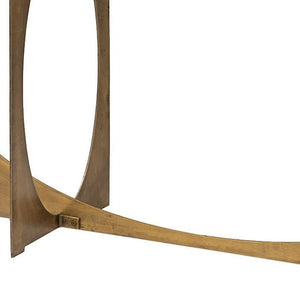 59" White and Gold Genuine Marble and Metal Geo Base Console Table