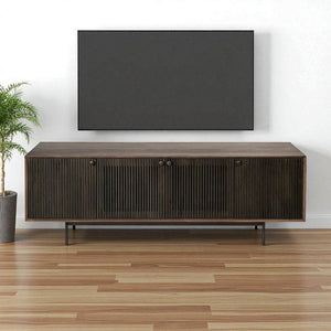 20" Brown Solid Wood Cabinet Enclosed Storage TV Stand
