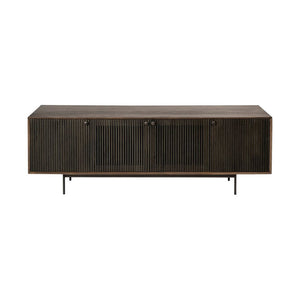 20" Brown Solid Wood Cabinet Enclosed Storage TV Stand