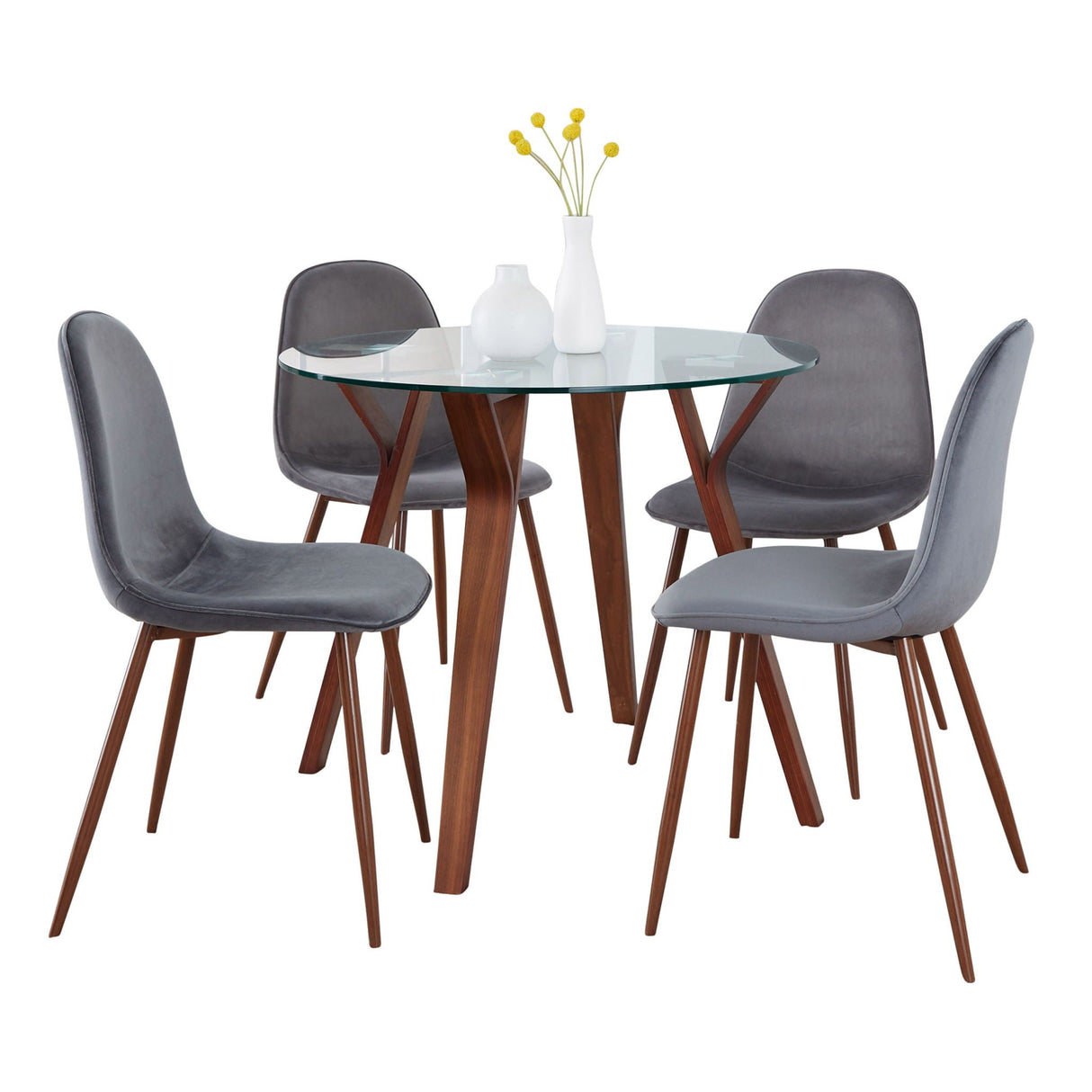 Folia - 5 Piece Round Pebble Mid Century Modern Dining Set by Couch.com