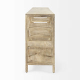 66" Light Brown Solid Wood Console Table Geometric Shelves