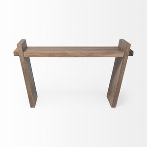 60" Brown Solid Wood Slanted Base Console Table