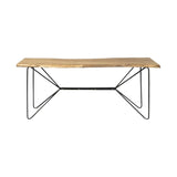 66" Natural and Black Solid Wood and Iron Abstract Base Console Table