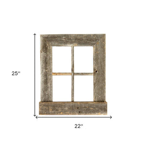 25" X 22" Gray Weathered Wood Window Frame With Planter