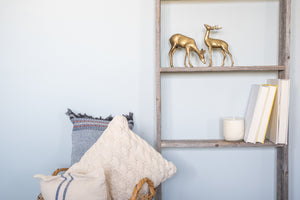 60" Gray Rustic Five Step Wood Ladder Shelf