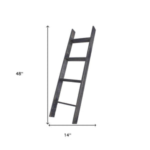 4 Step Blackwash Rustic Wood Ladder Shelf