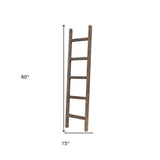 5 Step Rustic Espresso Gray Wood Ladder Shelf