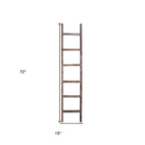 72" Gray Rustic Seven Step Wood Ladder Shelf