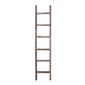 72" Gray Distressed Solid Wood Seven Step Ladder Shelf