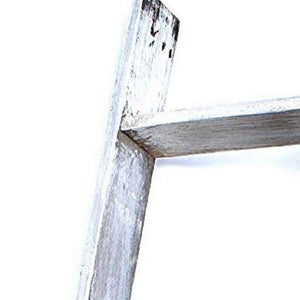 49" White Distressed Solid Wood Four Step Ladder Shelf