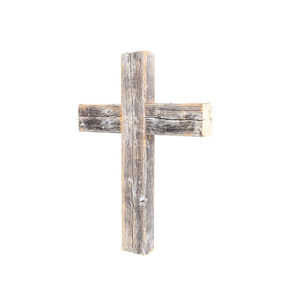 16" X 11" Gray Wood Cross Hanging Dimensional Sculpture