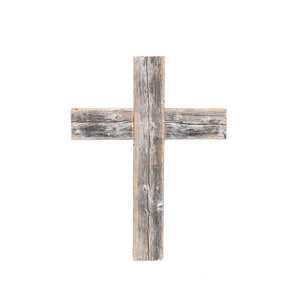 16" X 11" Gray Wood Cross Hanging Dimensional Sculpture