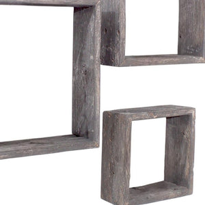 Set of Three Smoky Black Wood Square Hanging Dimensional Sculpture