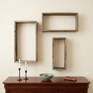 Set of Three Gray Wood Hanging Dimensional Sculpture