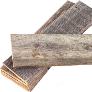 Set of Six 4" X 48" Gray and Brown Wood Plank Wall Decor