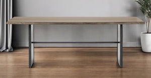 84" Brown Solid Wood Sled Base Dining Table