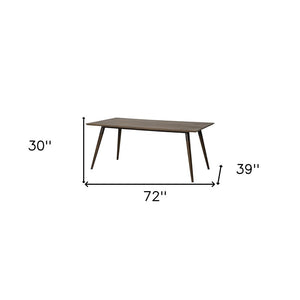 72" Dark Brown Solid Wood Dining Table