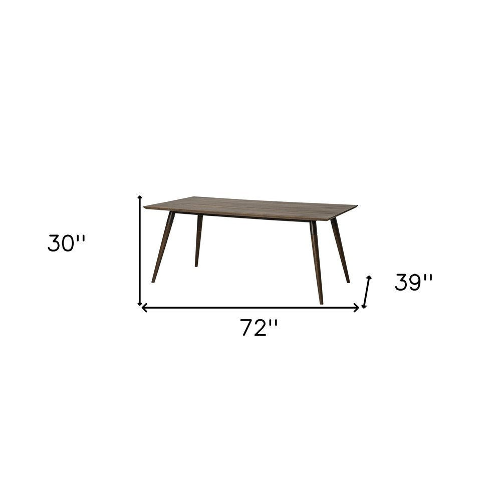 72" Dark Brown Solid Wood Dining Table