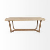 92" Natural And Brown Solid Wood Trestle Base Dining Table
