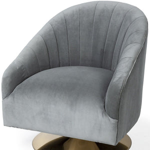 29" Gray and Copper Velvet Lounge Chair