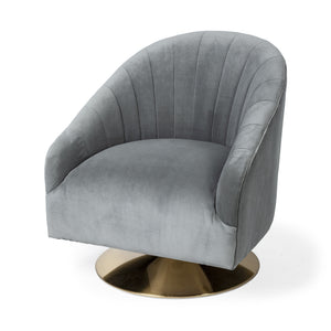 29" Gray and Copper Velvet Lounge Chair