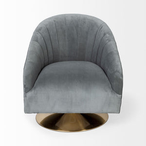 29" Gray and Copper Velvet Lounge Chair