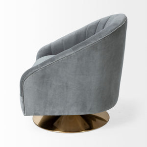 29" Gray and Copper Velvet Lounge Chair