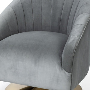 29" Gray and Copper Velvet Lounge Chair