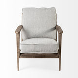 31" Light Gray and Brown Fabric Lounge Chair
