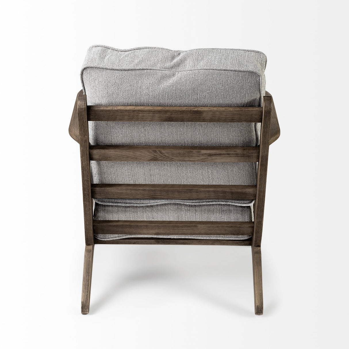 31" Light Gray and Brown Fabric Lounge Chair